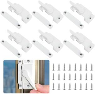 ABuff 6 Pack Window Sash Locks, Cam Action Window Locks for Double Hung Window Latches Replacement, White Sliding Window Parts and Hardware Latch Lock for Vertical and Horizontal Sliding Windows