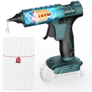 Pistolet à Colle 100W Sans Fil Compatible pour Bosch GBA 18V Batterie, Pistolet à Colle à Chauffage Rapide Avec 12 Bâtons de Colle pour le Bricolage Artisanat et Réparations Rapides(Sans Batterie)