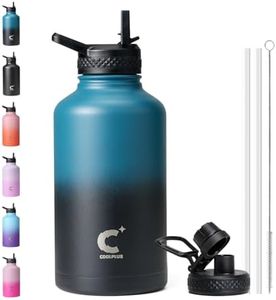 64 oz Water Bottle Insulated, Coolplus Half Gallon Insulated Water Jug With Straw Stainless Steel Double-Walled Vacuum Metal Large Flask Bpa-Free Leakproof, Keep Cold 48 Hrs Hot 24hrs, Blue Black