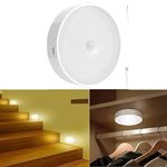 VIAXANAMotion Sensor Light for Home with USB Charging Wireless Self Adhesive LED Body Induction Lamp Sensor Light for Wardrobe Lights with Sensor Night Light for Cupboard Stair (Round - Cool White, 1)