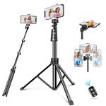 Torjim 62" Phone Tripod, Aluminum Extendable Phone Tripod Stand with Wireless Remote & Phone Holder, Compatible with iPhone/Android/Camera, Perfect for Video Recording/Selfies/Live Streaming/Vlogging