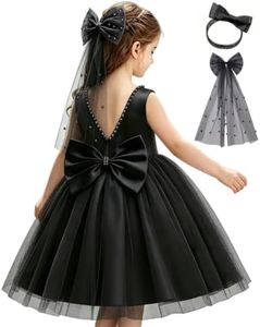 GRIVOS Flower Girl Dress for Girls Special Occasion Dresses Black Halloween Dresses Toddler Tutu Tulle Party Dress