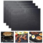 Heavy Duty Non-Stick Oven Liner (4 Pack) - Teflon Oven Liners for Fan Assisted Ovens, 40cm x 50cm Oven-Liners for Bottom of Ovens, Reusable Protector Sheets for BBQ Easy-Clean, Kitchen Essentials