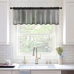 MIULEE Black Kitchen Valance Half Window Sheer Curtains Rod Pocket Semitranslucent Voile Drapes for Kitchen Small Windows Cafe 60" Wide x 18" Long