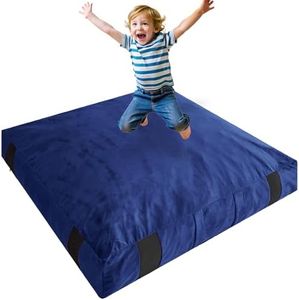 JOYWOO Crash Pad for Kids Sensory Room, Anti-Slip Sensory Crash Mat, Shredded Foam Sensory Crash Pad for Kids Gift, Soft Washable Cover, Gift for Children and Family Fun, 5 x 5 Ft, Navy