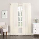 Megachest a pair of 3+7cm slot top sheer lucy voile curtain with tie backs 31 colors 10 sizes (ivory, 56" wideX81 drop(W142cmXH206cm))