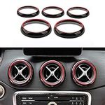 Angelguoguo 5PCS Double Color Car Air Conditioning Air Outlet Decoration Trim Ring Sticker for Mercedes Benz A W176 GLA X156 CLA C117 Class GLA180 200 220 260 (Black-red)