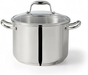 Lagostina Ambiente 8 Qt / 7.5 L Stainless Steel Stockpot, 24 cm, Induction Safe Pot with Tempered Glass Lid and Riveted Handles, Oven Safe up to 400°F