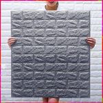 Jig-Tik 3D White Brick Wallpaper for Wall PE Foam Wall Stickers Self Adhesive DIY Wall Decor (70 x 77cm, Appx. 5.8Sq Feet)(Grey)