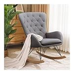 INMOZATA Rocking Chair for Nursery Comfortable Velvet Rocker Relaxing Recliner Chair Traditional Arm Rest Lounge Chair with Velvet Cushion (Grey)