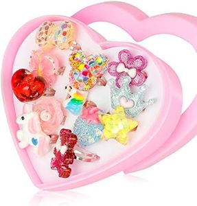 HIFOT Anillos niña 12 Piezas, Ajustables Anillos de Dedo, Princesa Joyas Pretend Play Dress up Rings joyeria Regalo niña, Artículos de fiesta