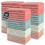 Microfiber Cleaning Cloths, Pack of 60, Highly Absorbent Cleaning Supplies, Lint Free Cloths for Multiple-use, Powerful Dust Removal Cleaning Rags for House, Kitchen, Car Care