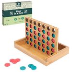 Mindful Classics, Four in a Row Family Board Game with Bamboo and Recycled Plastic Earth Day Eco-Friendly Products, for Adults and Kids Ages 8 and up