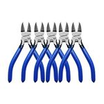 Wire Cutters 5", 5 Pack KAIHAOWIN Precision Flush Cutters Ultra Sharp Wire Cutters for Crafting Side Cutters Wire Snips Spring Loaded Dikes Wire Cutter for Jewelry Making, Blue with Black Handle