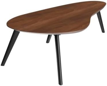 Inmod Kidney Shaped Coffee Table, Walnut/Black Mid Century Modern Coffee Table