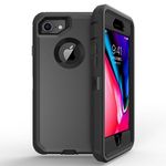 Anloes Defender Case for iPhone 7/8 Plus,[Built-in Screen Protector] Heavy Duty Shockproof 3 in 1 Rugged Protective Bumper Phone Cover for iPhone 7/8 Plus (Black)