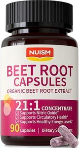 NUISM Beet Root Capsules with Organic Beetroot Extract, Beets Supplement to Support Circulation & Blood Flow, Nitric Oxide & Heart Health, Antioxidant Formula