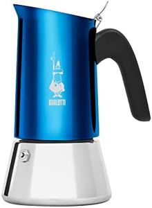 Bialetti New Venus Induction, Stovetop Coffee Maker, 18/10 Steel ; Suitable for Induction and Gas Stove (4 Cup Blue)