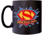 Personalised Superman Super Dad Styled Custom Your Name Man Klassek Mug Coffee Tea 10oz Black Satin Gift Present