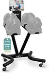 Lifepro Adjustable Dumbbell Stand for PowerFlow Pro & PowerFlow Max Adjustable Dumbbell Set - Adjustable Dumbbell Rack Stand with UPGRADED Metallic Caster of Wheels for Convenient & Safe Training