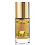 POSH Multi chrome Nail polish Quick Dry 5-Toxin Free, Color Shifts From Gold-Yellow-Golden-Bronze,615 MESMERISING METAL,9 Ml