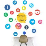 StickMe 'Social Media- Facebook- Twitter - Instagram - Office - Inspirational - Motivational Quotes Wall Sticker' -SM749 (Multi Colour, Vinyl - 120cm X 120 cm)