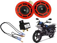 ATIF� RED HORN WITH RELAY & WIRE Sound (Low + High) 12 V Compatible PACK of 2 dual tone HORN SPLENDOR PLUS BIKE