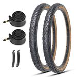 MOHEGIA 2 Pack Bike Tires and Tubes, 26 x 2.125 Inch Folding Beach Cruiser Replacement Bicycle Tires Set/Brown