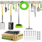 Garden Tool Rack - 160cm Wall-Mounted Garage Tool Organiser – Heavy-Duty Hanger for Garden Tools: Spades, Shovels, Rakes, Ropes and Saws