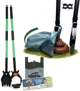 GoGo Stik® XP Pooper Scooper and Dootie Rake Set. Strong FRP Handles. Small Medium and Large Dogs Even Geese. Hands Clean, Quick, and Convenient Scooping. Includes 10 Dootie Bags Waste Bags.