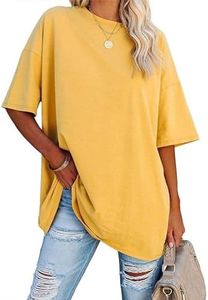 luwita Fitted Tshirts Shirts for Women Oversized T Shirts for Women Loose Fit Crewneck Short Sleeve Tops Summer Casual Blouse Y2K 2025 Basic Tees women clothes Yellow