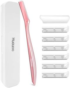 Dermaplane Razor for Women Face, Stainless Steel Handle with 6 Replaceable Blades, Huauoo Face Razors for Women, Peach Fuzz Remover, Eyebrow Trimmer, Dermaplaning Tool for Face Exfoliation (Pink)
