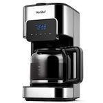 VonShef Filter Coffee Machine - 1.5L Drip Coffee Maker with Hot Plate & Programmable 24 Hour Timer, 900W, Digital Display, Keep Warm Function, Reusable Filter, 12 Cup Capacity - Silver.