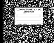 Composition Notebook: Junior Composition Book, 6 x 7-1/2 Inches, 3/8 Inch Ruled, 110 Pages | Half Size Comp Notebooks/Books for Kids - Marble Black