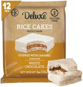 Deluxe & Bla Bla 12 Pack Stuffed Rice Cake Whole Grain, Natural & Healthy Snack Gluten Free, Kosher Certificate & Low Calorie 28 Gr (Caramel White Chocolate)