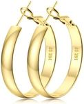 Kakonia 14K Gold Filled Hoop Earrings for Women, 5mm Wide Large Flat Gold Hoop Earrings, Hypoallergenic Lightweight Oversized Big Hoop Earrings Gold for Girls 60mm