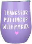 KLUBI Daycare Provider Gifts - Thanks For Putting Up With My Kid Tumbler 12oz Purple Coffee Mug Gift Daycare Teacher Christmas Gifts for Teacher Appreciation Gifts for Women Teacher Thank You Gifts