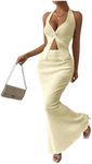 SOLY HUX Women's Two Piece Outfits Twist Front Halter Cami Tops and Skirt Summer Set Pure Apricot Large