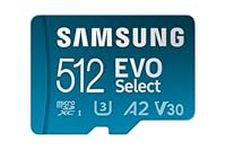 SAMSUNG EVO Select Micro SD-Memory-Card + Adapter, 512GB microSDXC 130MB/s Full HD & 4K UHD, UHS-I, U3, A2, V30, Expanded Storage for Android Smartphones, Tablets, Nintendo-Switch (MB-ME512KA/AM)