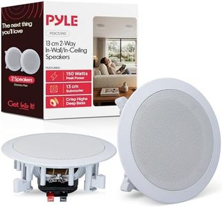 Pyle Ceiling Speakers, Wall Mounted Wireless Ceiling Speakers, 13.34cm Pair of 2-Way Midbass Woofer Speaker & 150 Watts, Flush Mount Sound, Easy Installation for Indoor/Outdoor, Kitchen, Bathroom