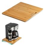 ANBOXIT Bamboo Appliance Slider, Sliding Tray for Coffee Maker, Kitchen Countertop Appliance Rolling Tray, Coffee Pot Slider Tray with Rubber Wheels, Wide - Medium (13"D x 14"W)