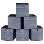 SONGMICS Storage Boxes, Set of 6 Non-Woven Fabric Box with Handle, 30 x 30 x 30 cm, Fit Cube Storage Unit, for Shelves, Foldable, Clothes Storage, Misty Blue RFB006I01