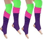 aoozleny Long Leg Warmer, 80s Party Ribbed Knit Dance Sports Boot Cuffs Short Boot Cover,2 Pairs