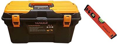 Taparia PTB-19 Plastic Tool Box with Organizer (Multicolour) & Spirit Level with Magnet, SLM 1012, 12-Inch