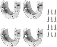 4 Pcs Closet Rod Sockets, Wardrobe Bracket for Curtain Closet Rod Flange Socket Kit, Rod Support U-shaped Set for 28mm to 32mm Rail, Silver