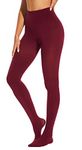 HeyUU Womens Tights 80D Semi Opaque Solid Color Pantyhose Soft and Elastic Burgundy SM