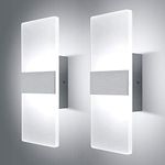 Lightess Up Down Wall Light Dimmable 12W Modern Wall Sconce Acrylic LED Wall Lamp for Hallway Bedroom Corridor, Cool White, HS521-3, 2 Pack