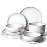 Joviton Home 18PCS Matte Gray Rustic Melamine Dinnerware Sets for 6, Outdoor Plates and Bowls Sets (Gray Rustic)