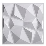 Warmiehomy 3D Wall Panels 19.7"x19.7" Wall Panels 12 Pack Wall Panelling Decorative Diamond Wall Tiles White for Living Room, Bedroom, Bathroom, Interior Home Wall Decor(50cm*50cm)