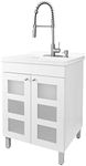 White Utility Sink in White Vanity,